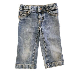 Mossimo Girls Jeans Size 4 Blue Straight Leg Adjustable Waistbands